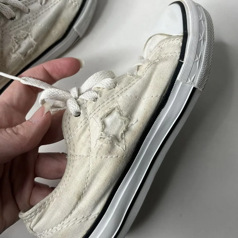 Converse All star Low Top Sneaker Ivory Star Distressed Junior Little Kid 13